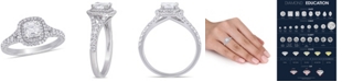 Macy's Certified Diamond (1-1/5 ct. t.w.) Asscher-Shape Double Halo Split Shank Engagement Ring in 14k White Gold
